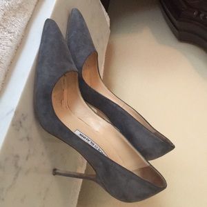 Grey suede Manolo Blahnik heels